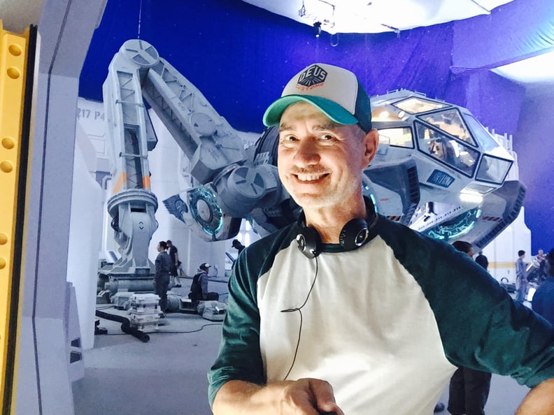 Director Roland Emmerich posed on the set: