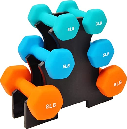Gym Equipment: Signature Fitness Neoprene Coated Dumbbell Set with Stand