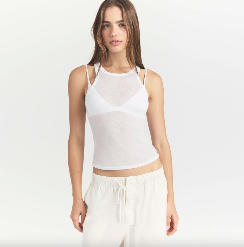Skims Sheer Rib Tank ($44)
Most of Styles's "Together, Together" tour goes on during the summer, so keeping it light and practical is key. A sheer ribbed tank top is your best friend — especially layered over a fun bralette (more on that below) for a playful pop of personality.
