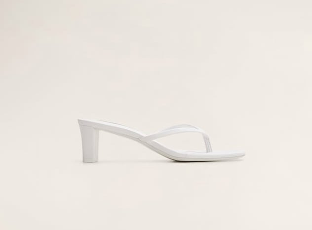 Mango plaited leather heeled sandals in white | ASOS