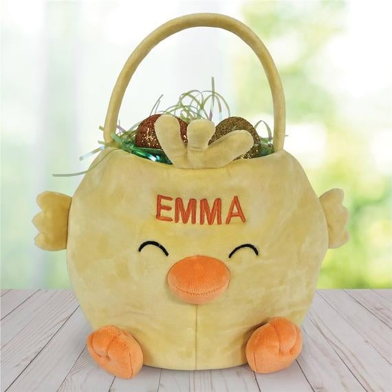 Embroidered Chick Easter Basket