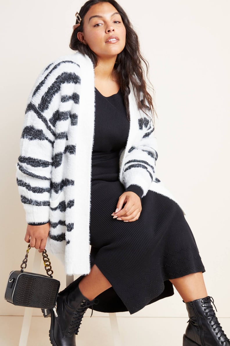 Line & Dot Zebra Eyelash Cardigan