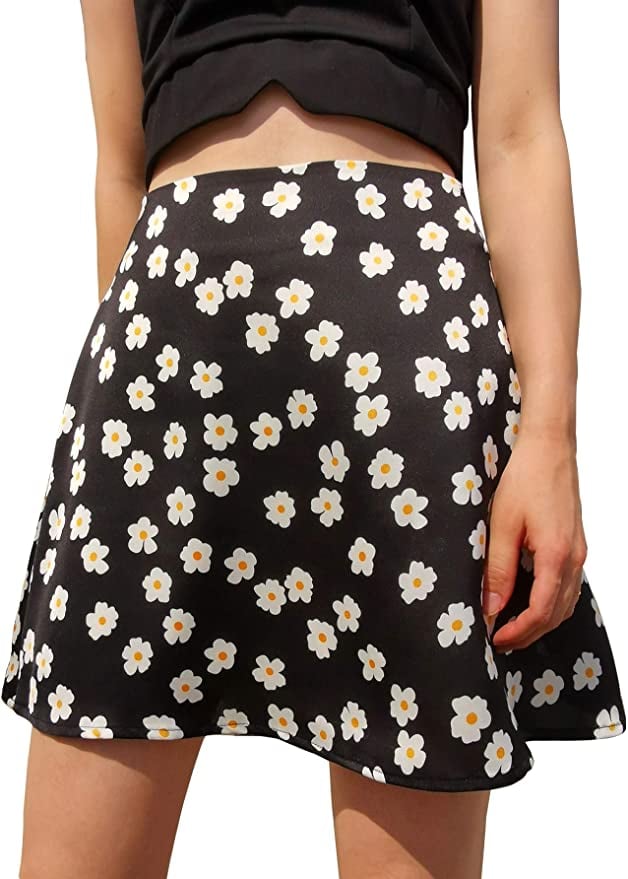A Versatile Silky Mini: Lyaner Satin Floral Skirt