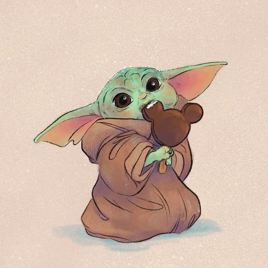 Illustrations of Baby Yoda Eating Popular Disney Snacks