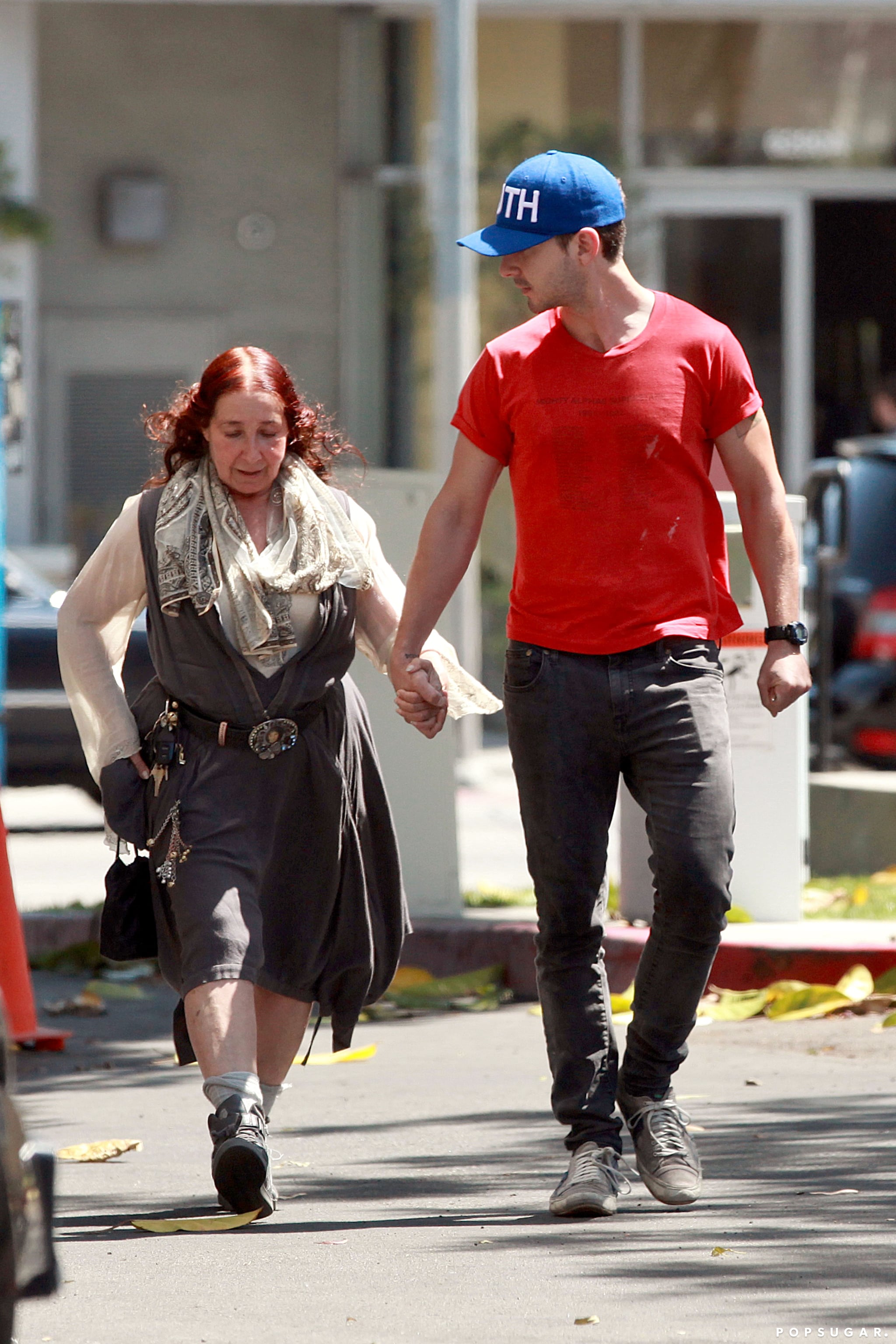 Shia Labeouf Holding Hands With His Mom In La Popsugar Celebrity