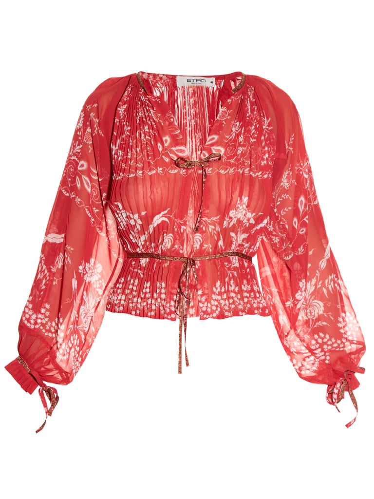 Etro Floral-Print Pleated Blouse