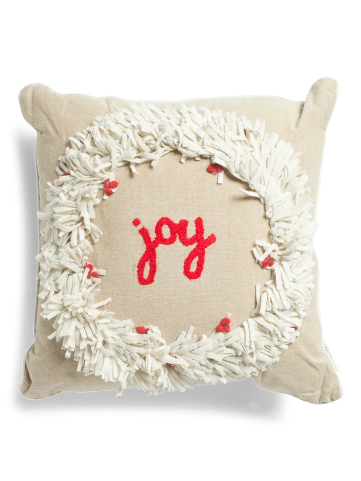 Joy With Flower Wreath Pillow Best TJ Maxx Christmas Decor 2019