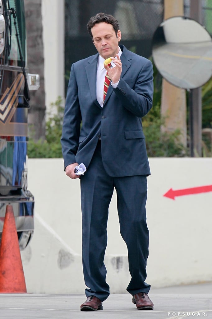 Vince Vaughn had a snack on the set of his movie  in LA on Tuesday.