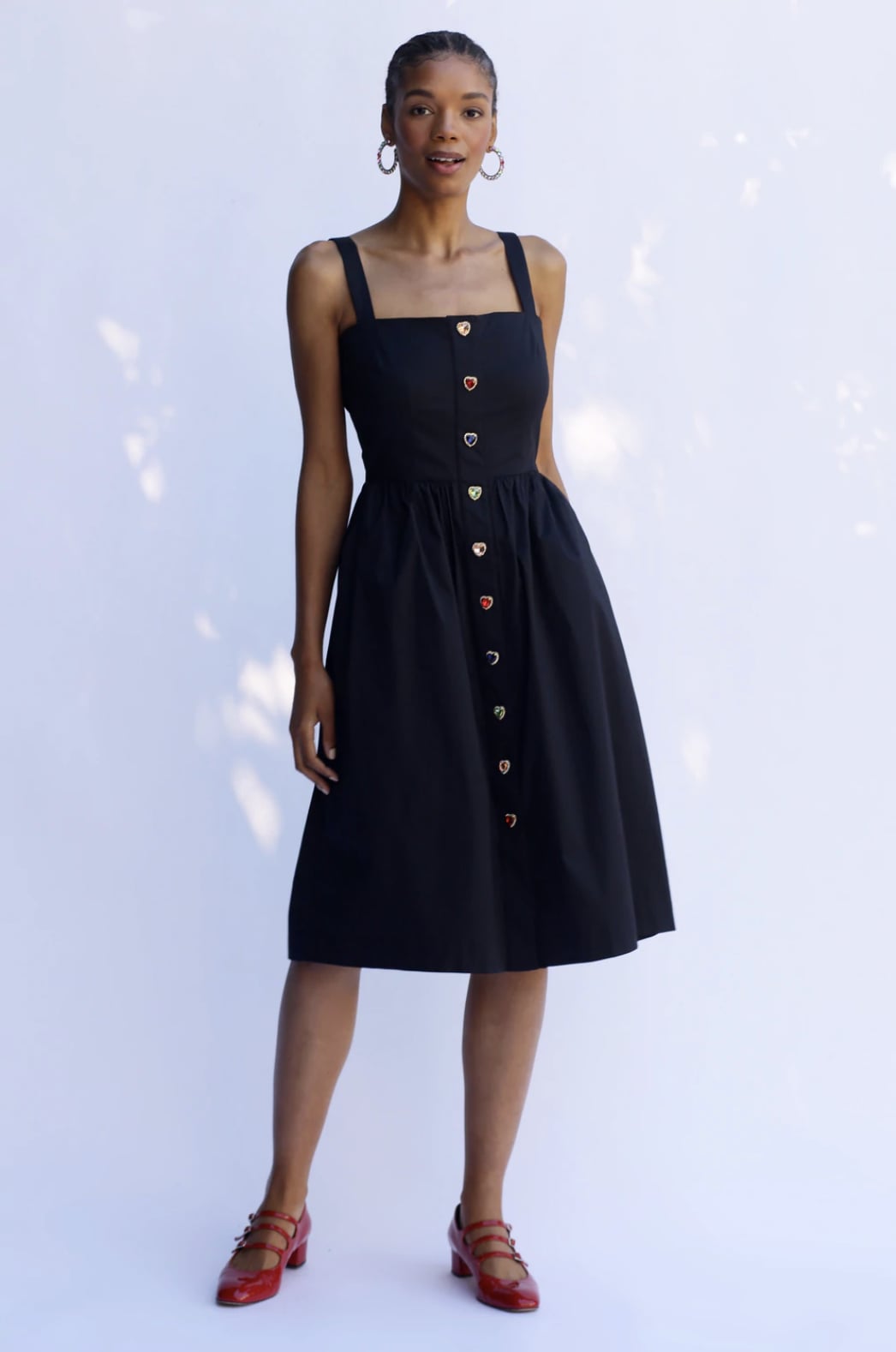 Blue dress with buttons down the front online