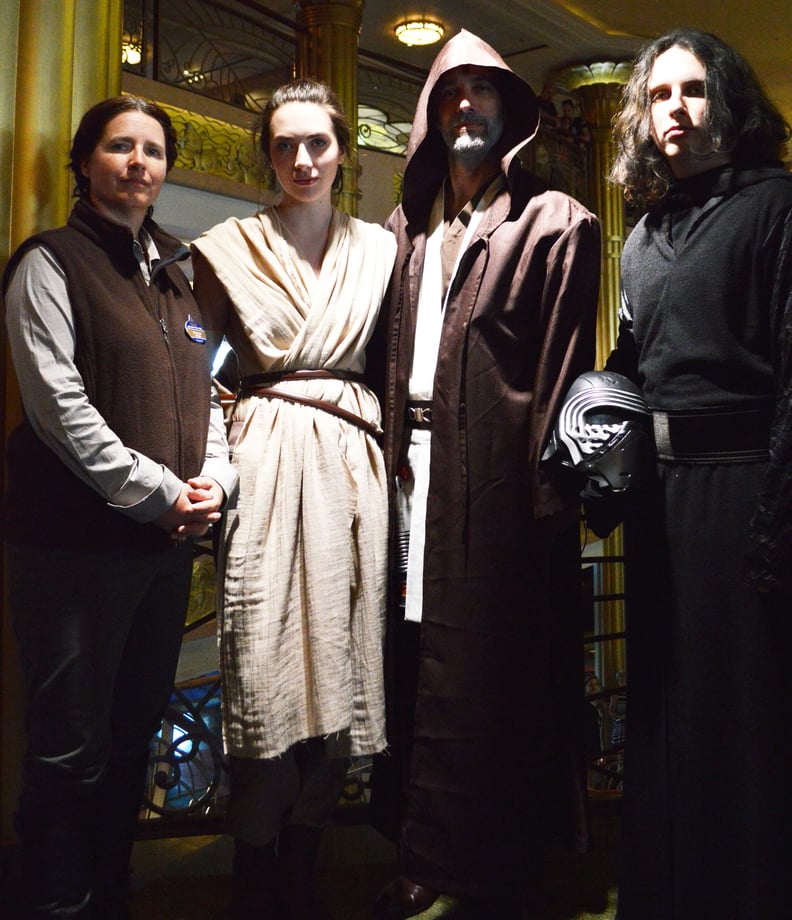 Princess Leia, Rey, Obi-Wan Kenobi, and Kylo Ren