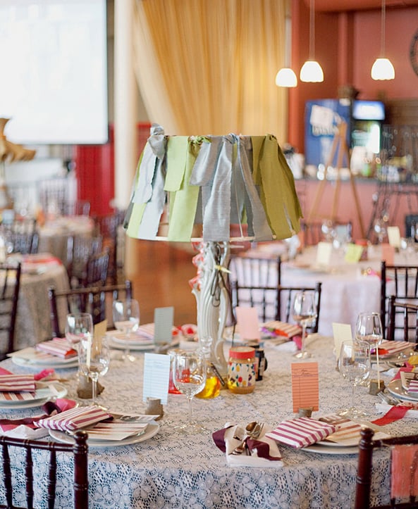 A playful lamp makes a conversation-starting centerpiece, and you don't have to worry about it wilting in the heat!
Photo by Arrow & Apple via A Beautiful Mess