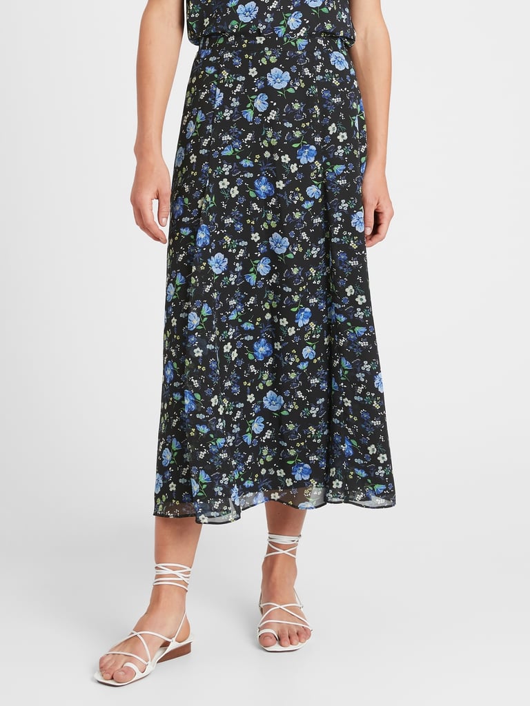 Banana Republic Floral Godet Midi Skirt