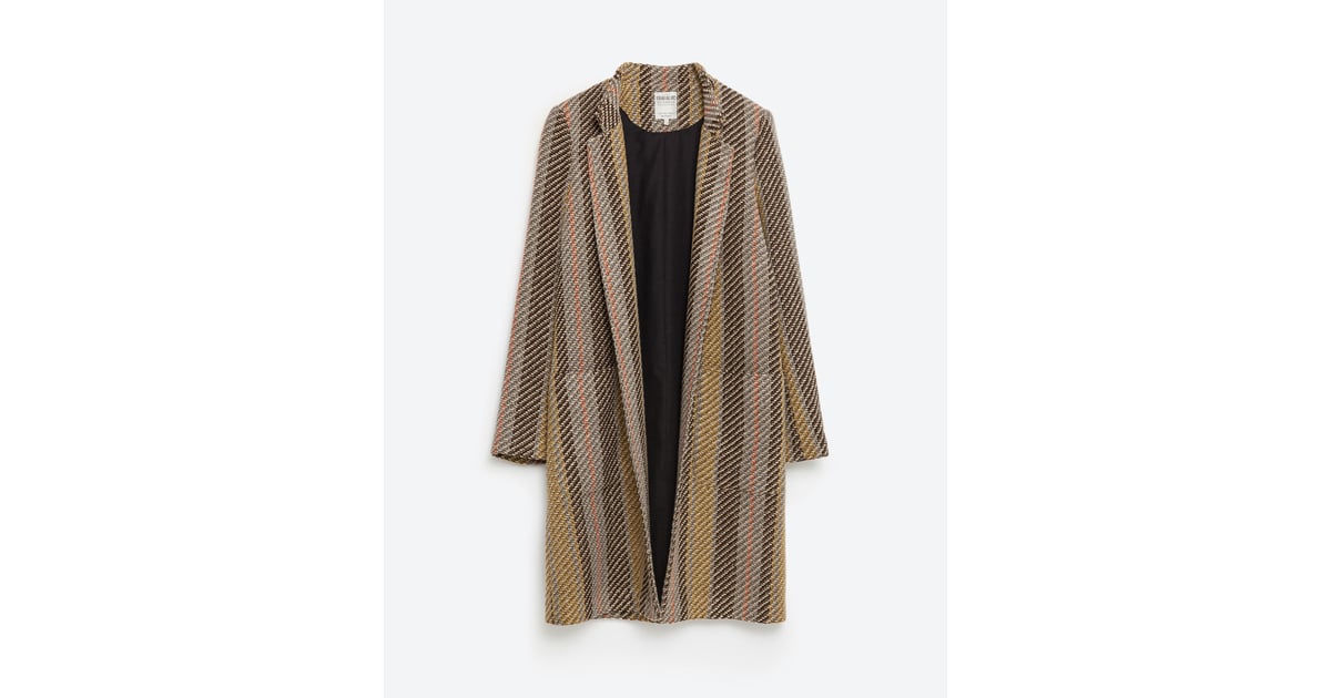 Zara Striped Jacquard Coat (149) Stripe Trend Shopping Spring 2016