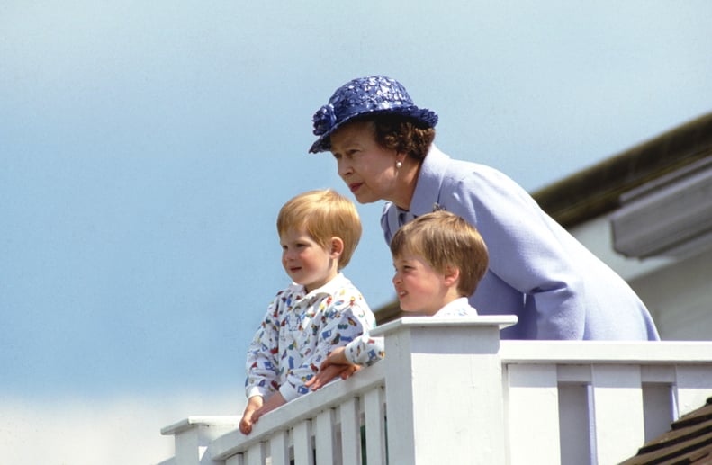 Queen Elizabeth with Prince William and Prince Harry.