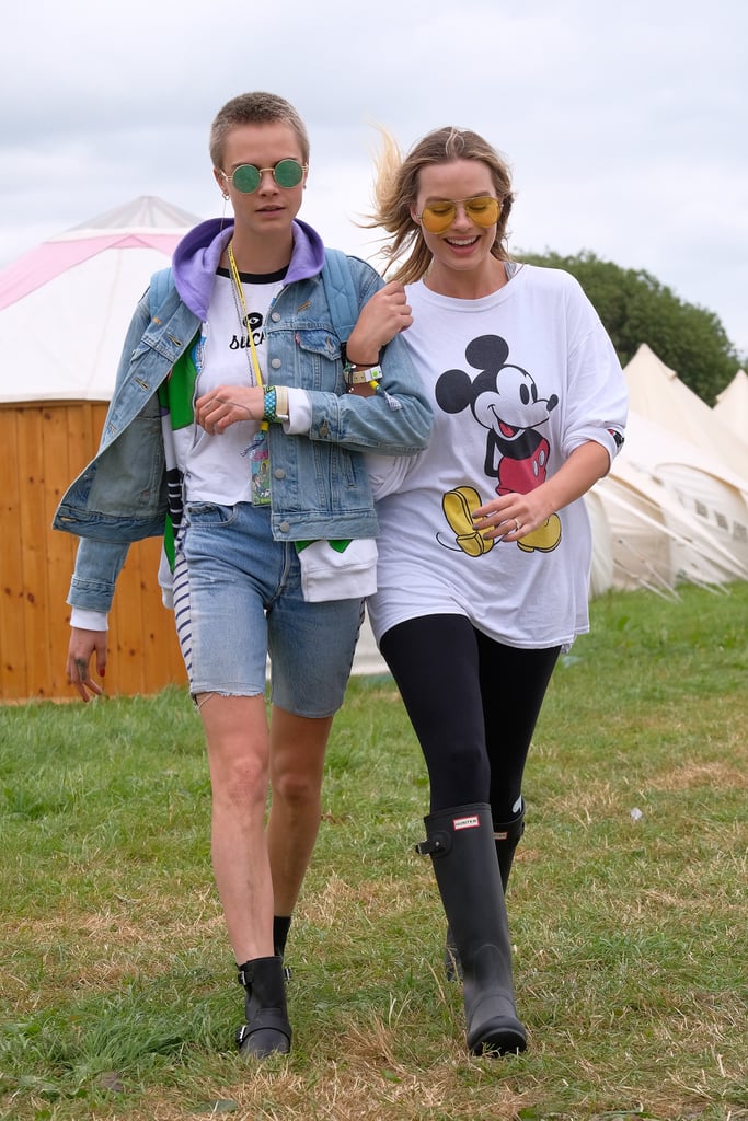 Cara Delevingne and Margot Robbie at Glastonbury 2017