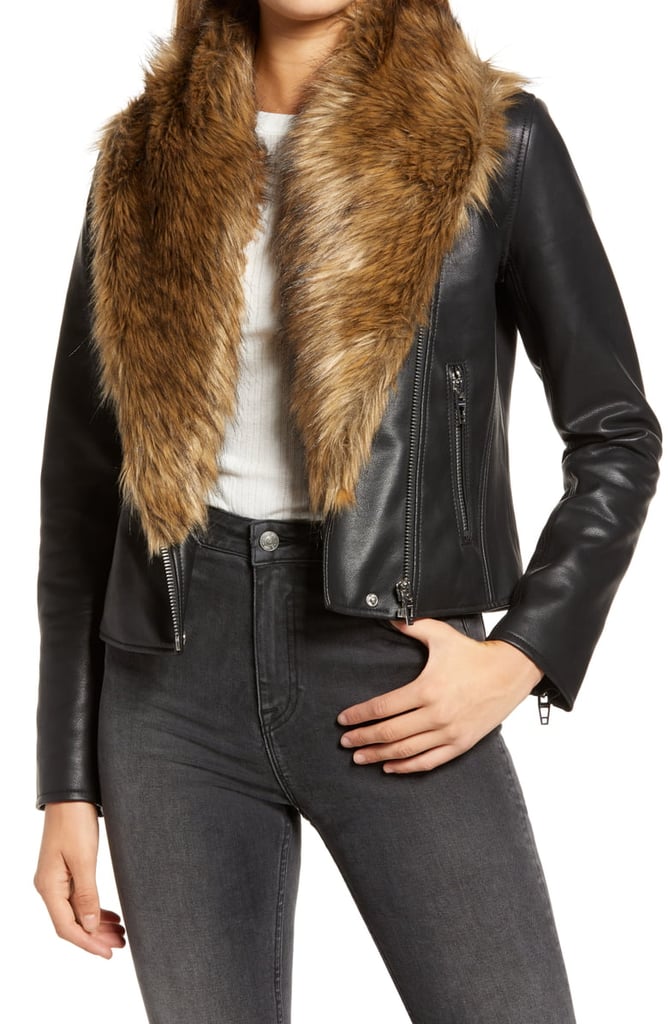 BLANKNYC Night Fever Faux Leather Moto Jacket with Faux Fur Trim Best
