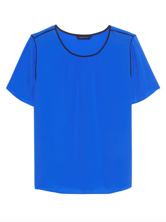 Piped Crew-Neck Blouse