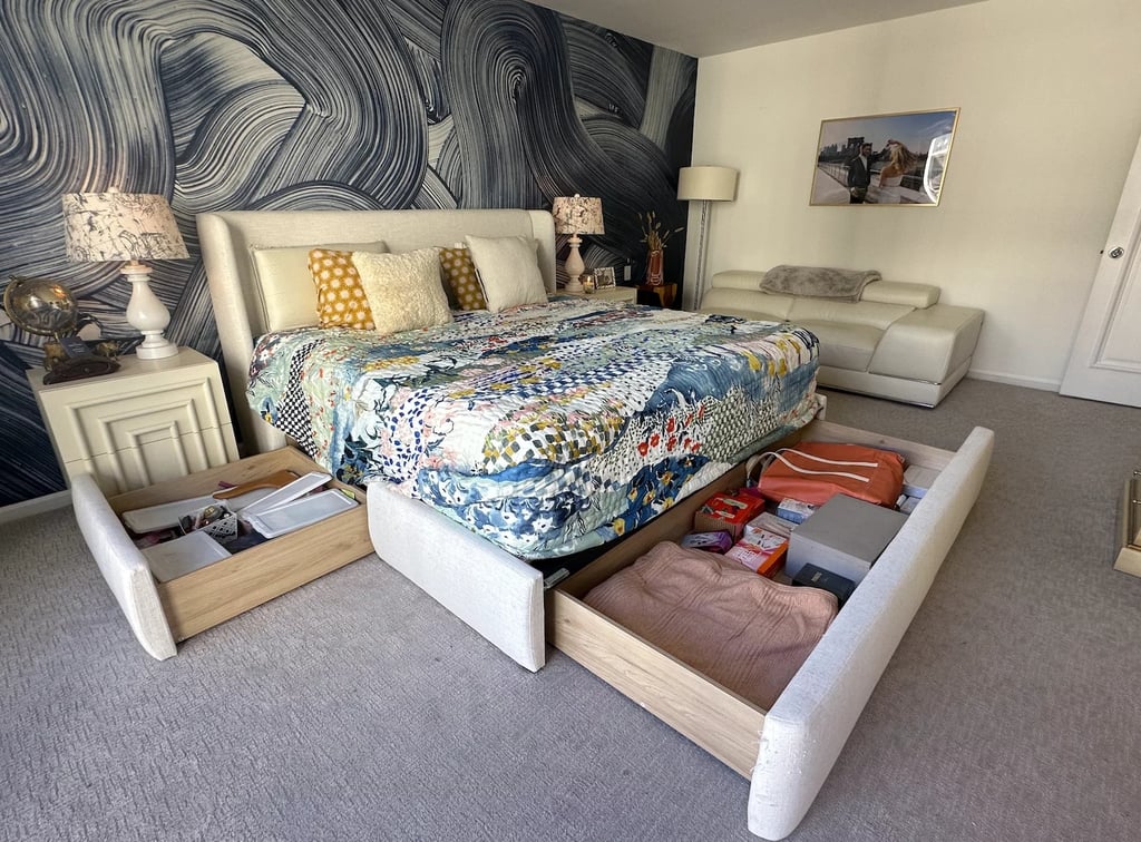 Castlery Dalton Storage Bed ($1,699)
The Dalton Storage Bed from Castlery is a game-changer if you're short on space. Wrapped in a beautiful beach linen fabric that complements almost any room, this bed doesn't just look good — it works hard. It features a spacious, bed-width drawer at the front and two generously sized drawers on the side. Contributor Alana swears by it, saying it holds "a dresser's worth" of clothes. Her take? "If you're not sleeping blissfully above pounds of your concealed shit, you're doing it wrong." Read our full review of the Castlery Dalton Storage Bed.
What we love:
Its incredibly spacious three drawers provide enough room to store a dresser's worth of clothes.
Who it's best for:
Anyone who appreciates style and needs storage will love this bed. 
Who should avoid it:
Pet owners, especially cat parents — this fabric might become a clawing target.
The Details: Material: Linen | Sizes: Twin, full, queen, king, and California king | Color Options: 1