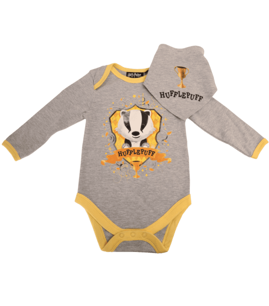 Hufflepuff House Baby Grow and Bib