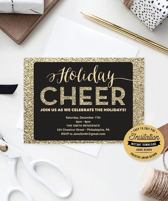 Holiday Cheer Party Invitation  Printable Holiday Party Invitations  POPSUGAR Smart Living 