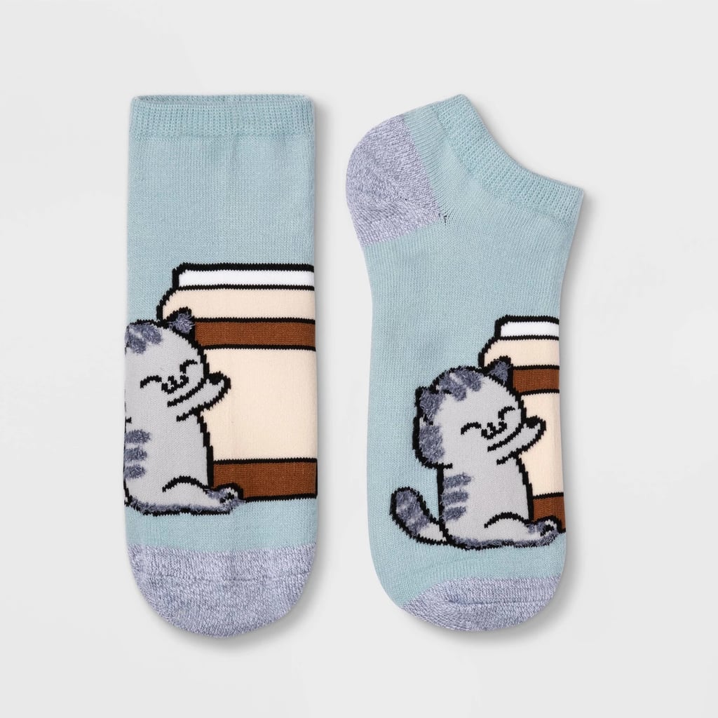 Xhilaration Women's Coffee Cat Low Cut Socks