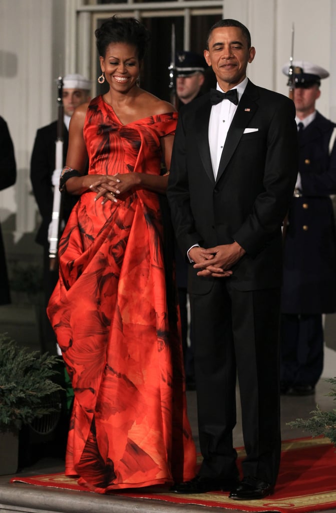 The former FLOTUS donning a breathtaking Alexander McQueen number in 2011.