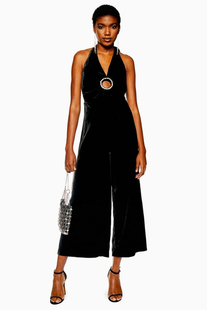 Topshop Velvet Trim Jumpsuit