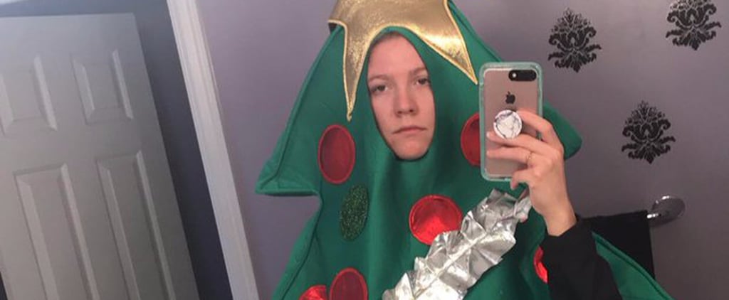 College Student Wears Christmas Tree Costume to Class