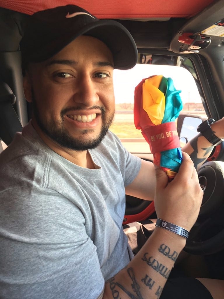 Dad Gives Daughter a Rainbow Umbrella