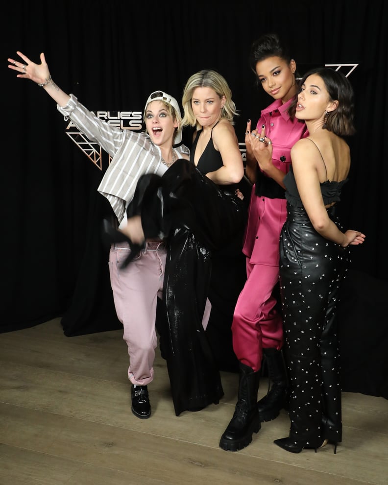 Kristen Stewart, Elizabeth Banks, Ella Balinska, and Naomi Scott at a Photocall