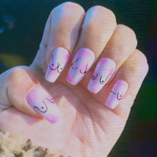 Demi Lovato Wore Pink Tie-Dye Boob Nail Art January 2021