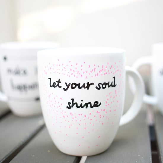 DIY Quote Stenciled Sharpie Mugs