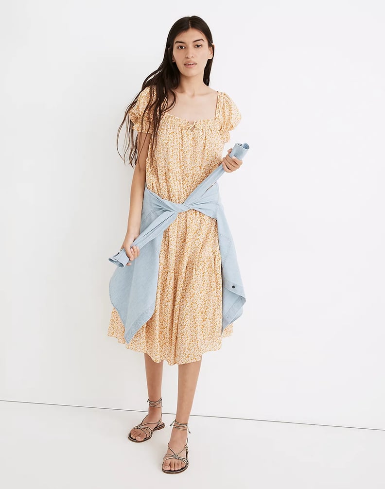 For a Summer Closet Staple: Square-Neck Tiered Midi Dress