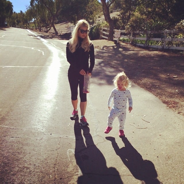 Jessica Simpson and Maxwell Johnson chased their shadows around their neighborhood.
Source: Instagram user jessicasimpson1111