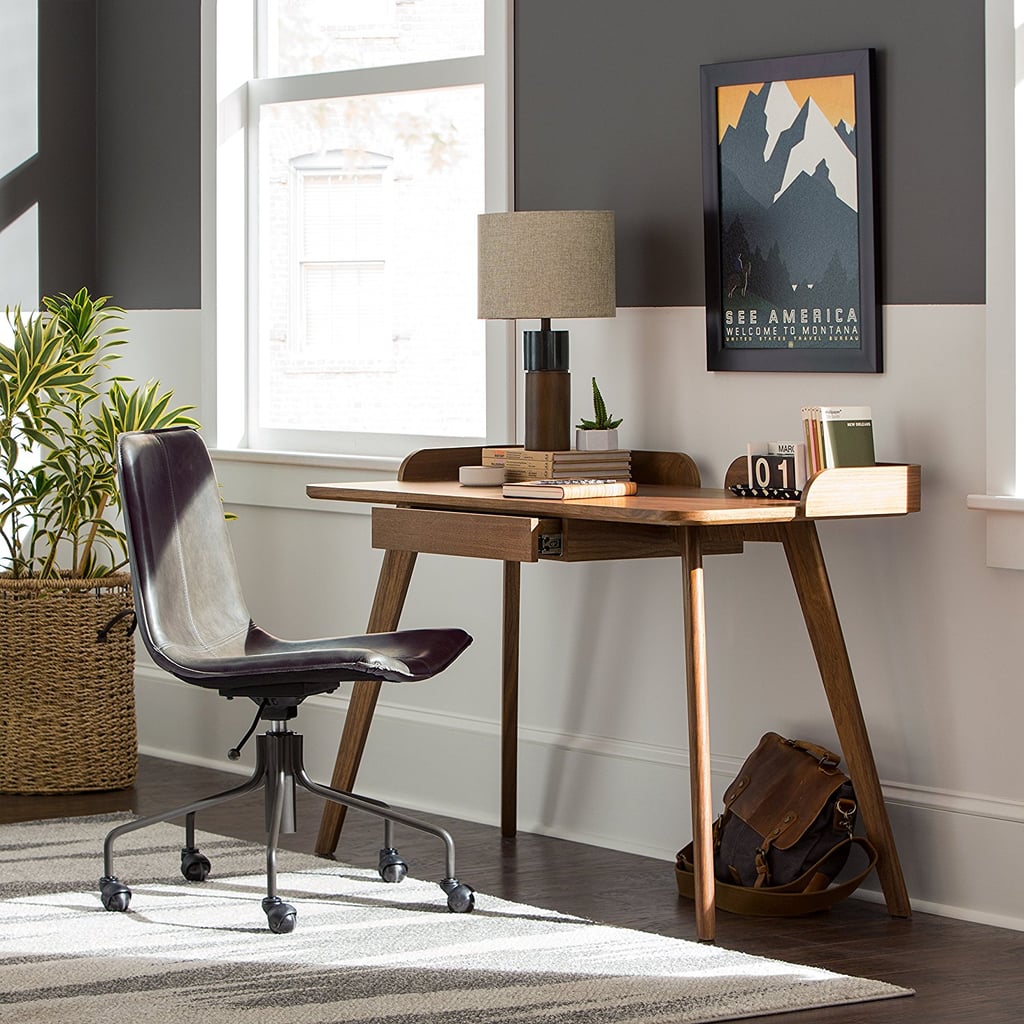 Rivet Midcentury Curved Wood Home Office Computer Desk