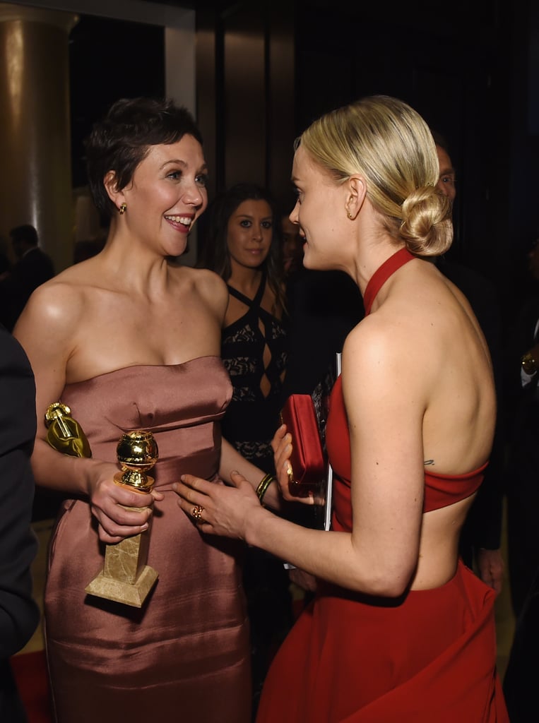 Maggie Gyllenhaal celebrated her win with Taylor Schilling.