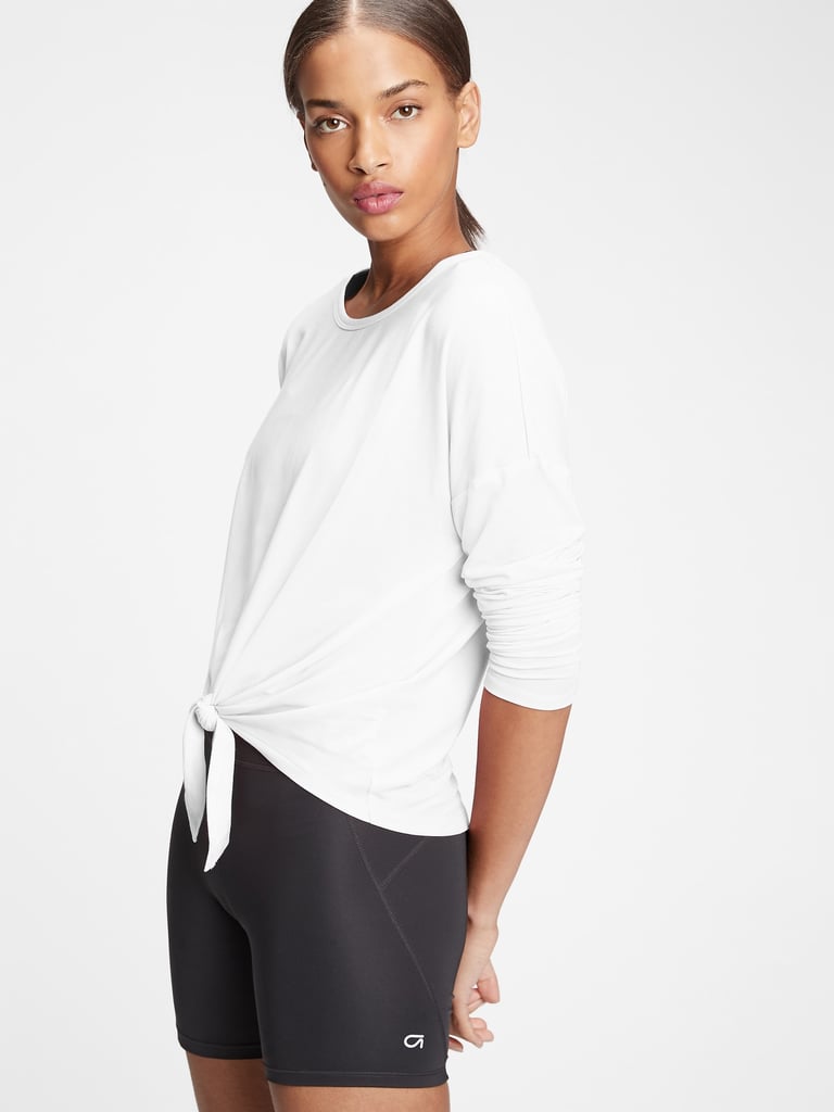 GapFit Breathe Hi-Low Tie Front Top