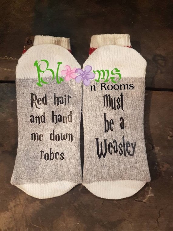 "Read Hair and Hand-Me-Down Robes . . . Must Be a Weasley" Socks