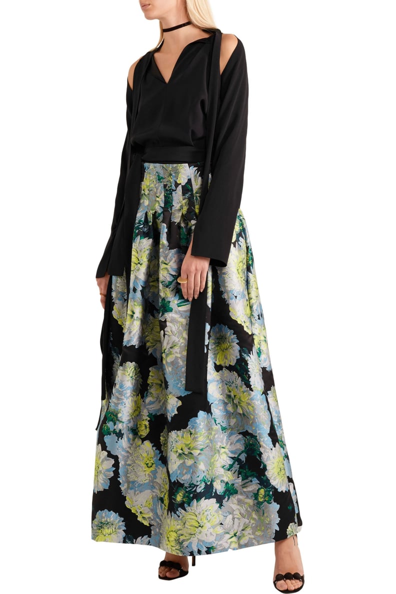 Adam by Adam Lippes Pleated Floral-Jacquard Maxi Skirt