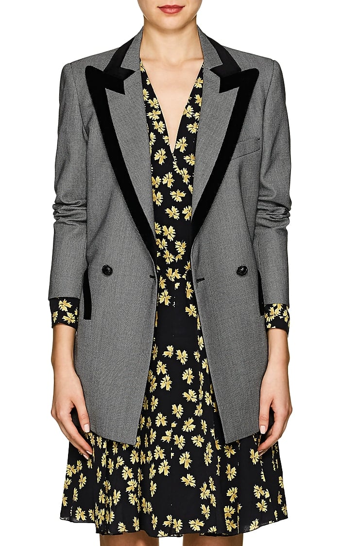 Blazé Milano Everyday Velvet-Trimmed Birdseye Wool Blazer