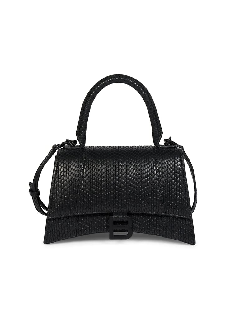 Balenciaga Small Hourglass Viper-Embossed Leather Top Handle