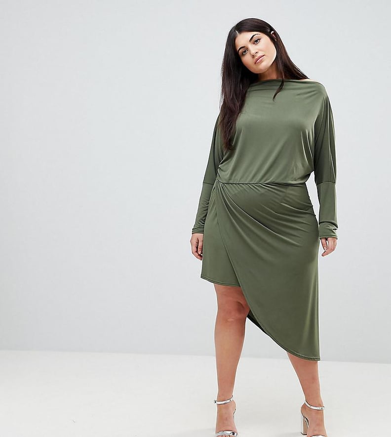 John Zack Off-Shoulder Wrap-Front Bodycon Dress