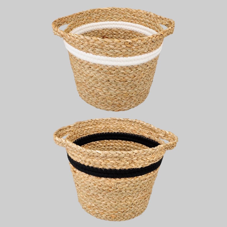 2ct Woven Grass 6.5'' Decorative Basket Set