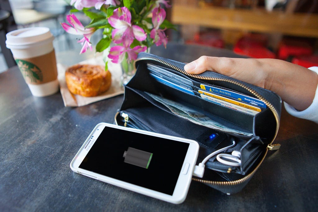 The Power Wallet ($80) — This stylish clutch not only holds your cards and cash and phone, it packs a built-in backup battery that’ll fill your phone up over one full charge. Any selfie aficionado knows you can only snap so many self-portraits before scrambling around for an outlet . . . until now! With the Power Wallet you can charge on the go.