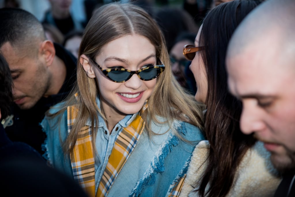Gigi left the Alberta Ferreti show in Milan wearing a pair of sunglasses from the Gigi Hadid for Vogue Eyewear collection.