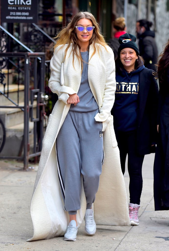 Gigi Hadid Monogrammed Sweatpants October 2016