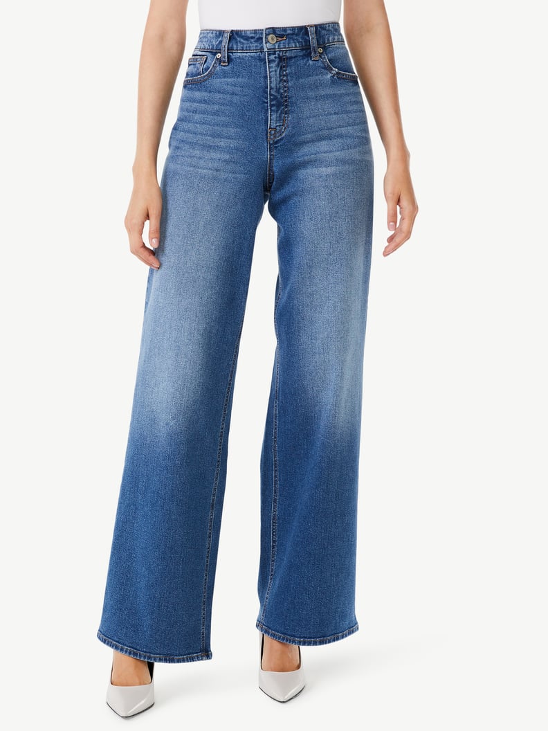 Scoop Women's Wide Leg Jeans With Deconstructed Hem