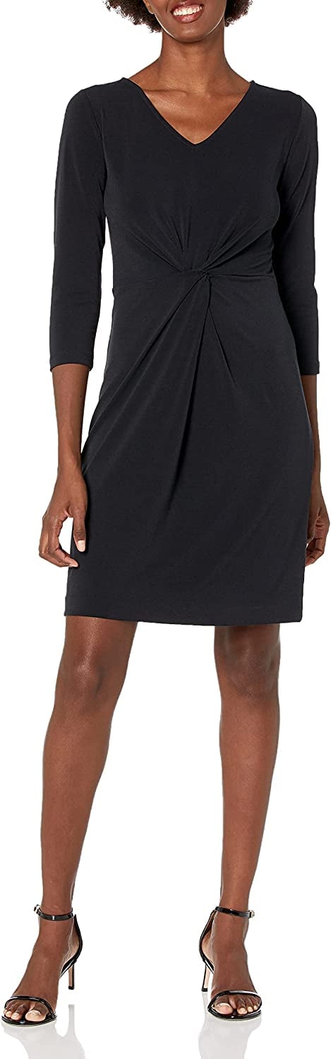 A Classic Wrap Dress: Lark & Ro Crepe Knit Twist Dress