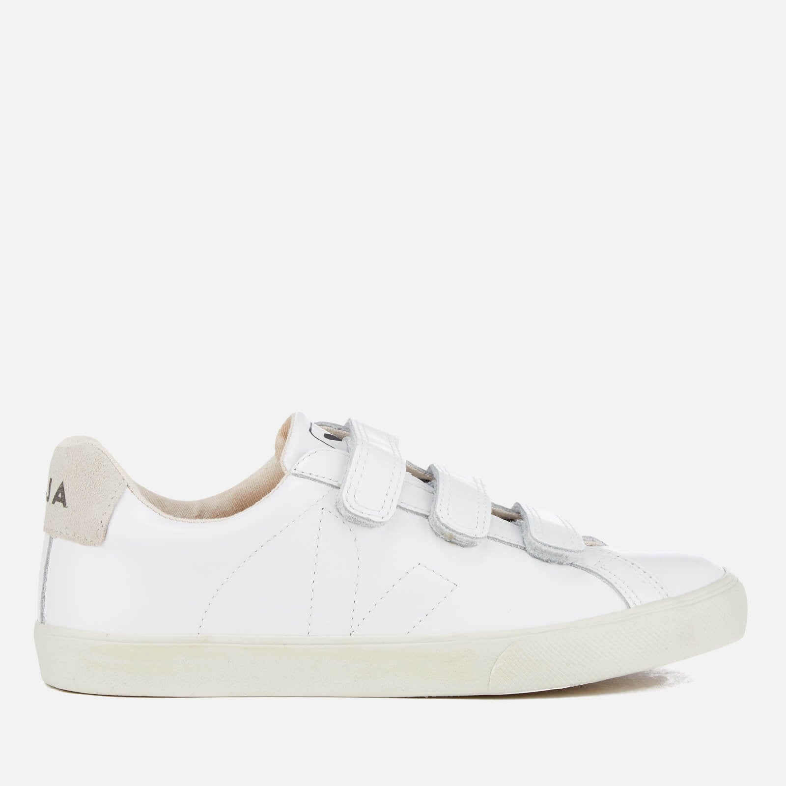 womens white leather velcro trainers