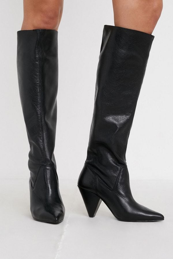 slouchy knee high leather boots